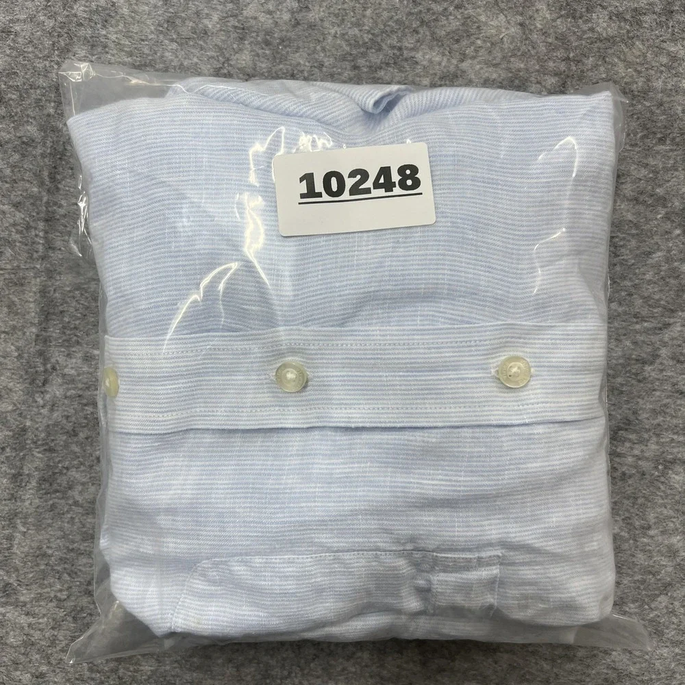 Vineyard Vines Shirt Mens XL Light Blue Striped Classic Tucker Linen Button Down
